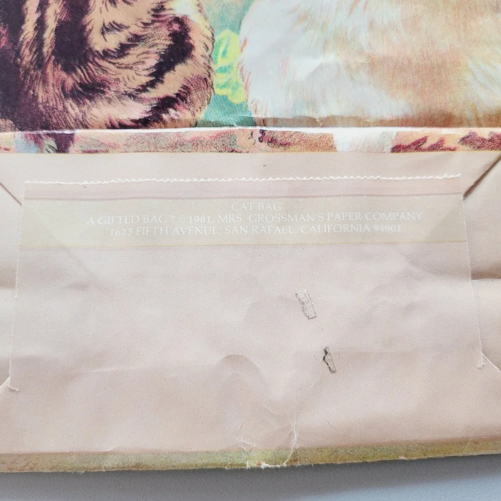 RARE Mrs. Grossman's Paper Company Cat Gift Bag Pirate Kitten Vintage 1981 party
